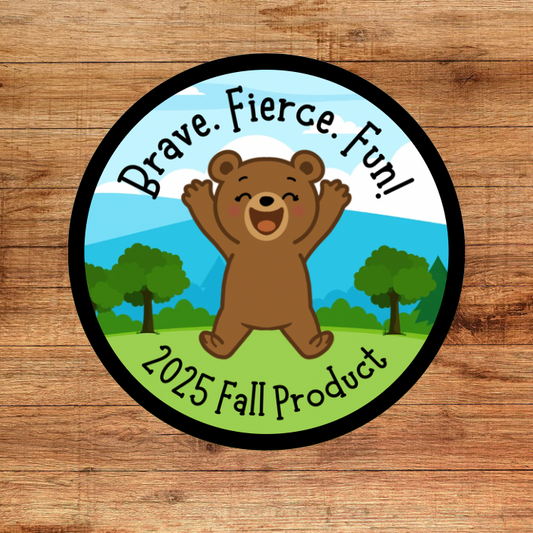 Fall Product - 2025 - Grizzly Bear | Brave. Fierce. Fun! | 2.57" Iron-On Patch