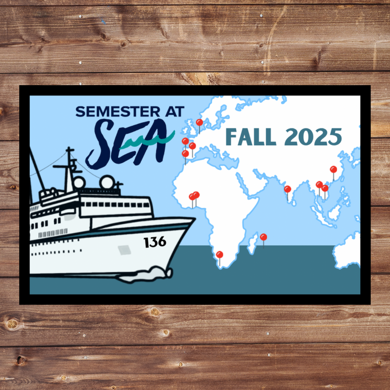 Semester at Sea Voyage 136 Fall 2025 4" Iron-On Patch and/or Keychain