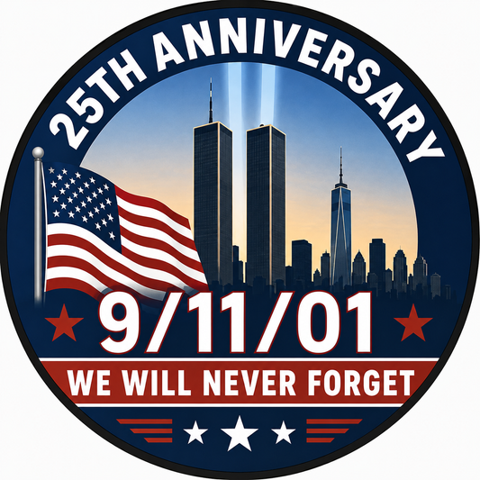 9/11/01 25th Anniversary Round Iron-on Patch | 9/11 Museum $1 Donation