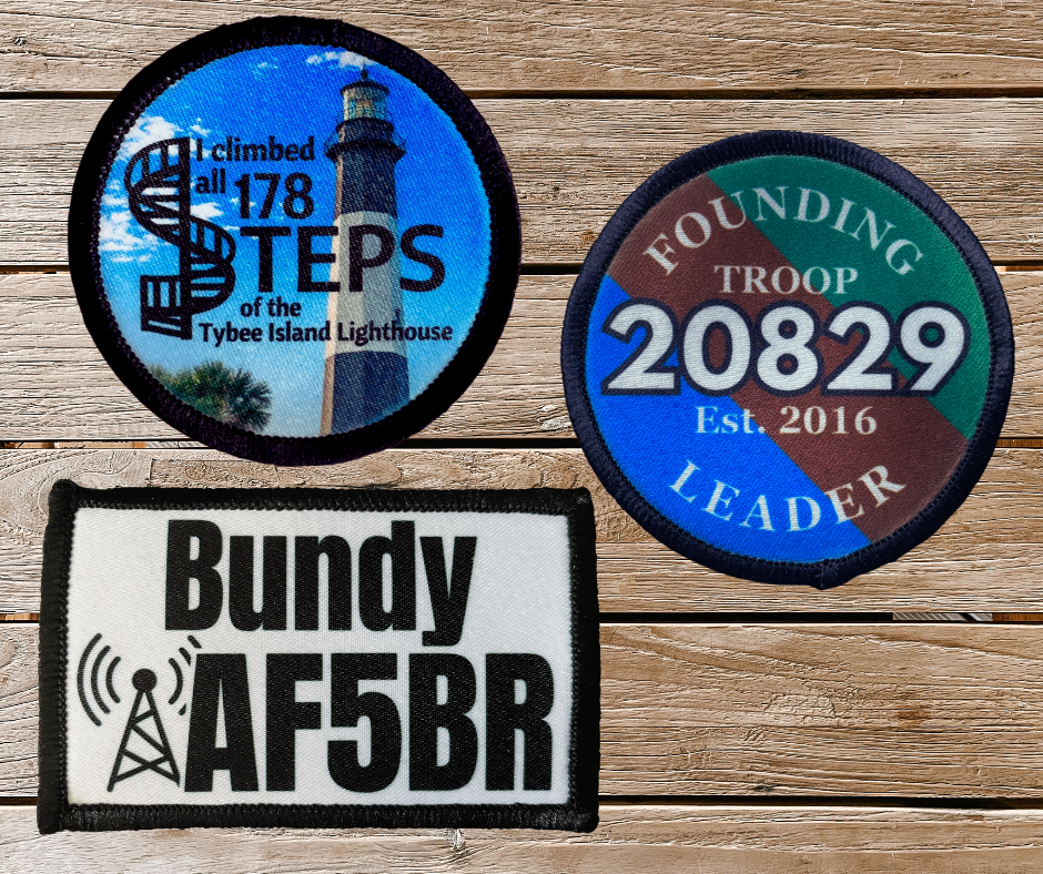 Iron-On Polyester Sublimated Custom Patch | Custom Design | 2.57" Round | 8x5cm Horizontal Rectangle | 5x8cm Vertical Rectangle